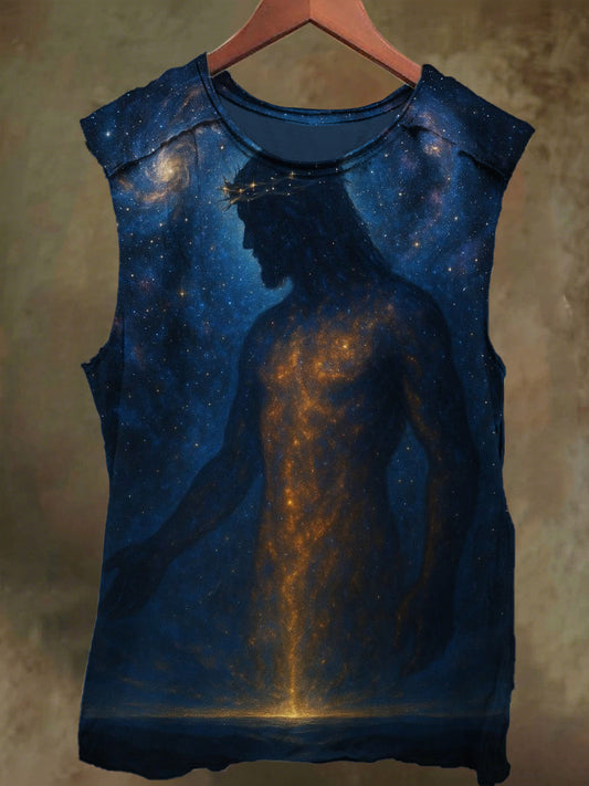 Unisex Star Jesus Silhouette Print Casual Cotton Tank Top
