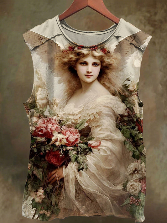 Unisex Divine Feminine Angel Print Casual Cotton Tank Top