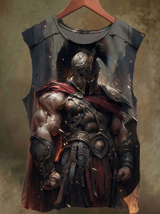 Unisex Gladiator Print Casual Cotton Tank Top