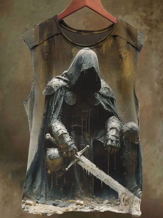 Unisex Hat Knight's Sword Print Casual Cotton Tank Top