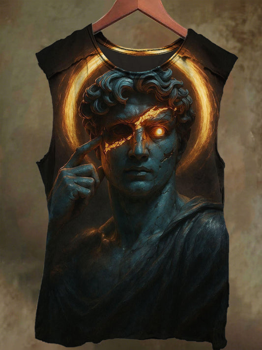 Unisex Holy Light Stone Sculpture Print Casual Cotton Tank Top