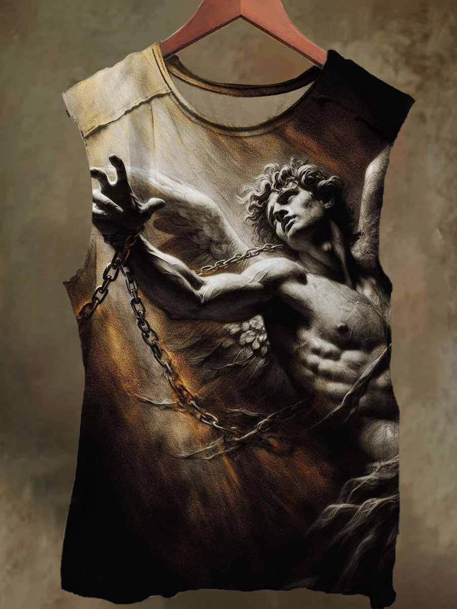 Unisex Fallen Angel's Bondage Print Casual Cotton Tank Top