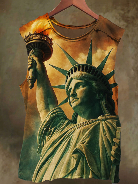 Unisex Liberty God Graffiti Print Casual Cotton Tank Top