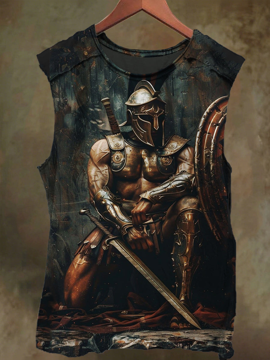 Unisex Muscle Gladiator Print Casual Cotton Tank Top