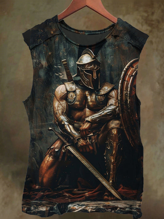 Unisex Muscle Gladiator Print Casual Cotton Tank Top