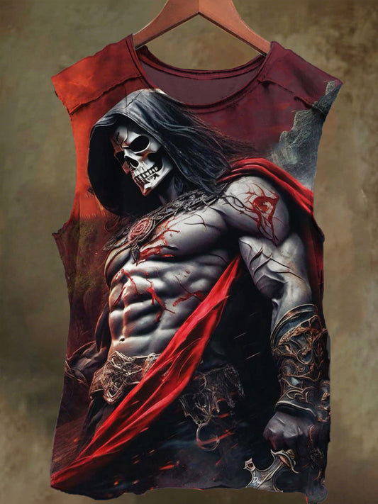 Unisex Muscle Skull Brave Print Casual Cotton Tank Top