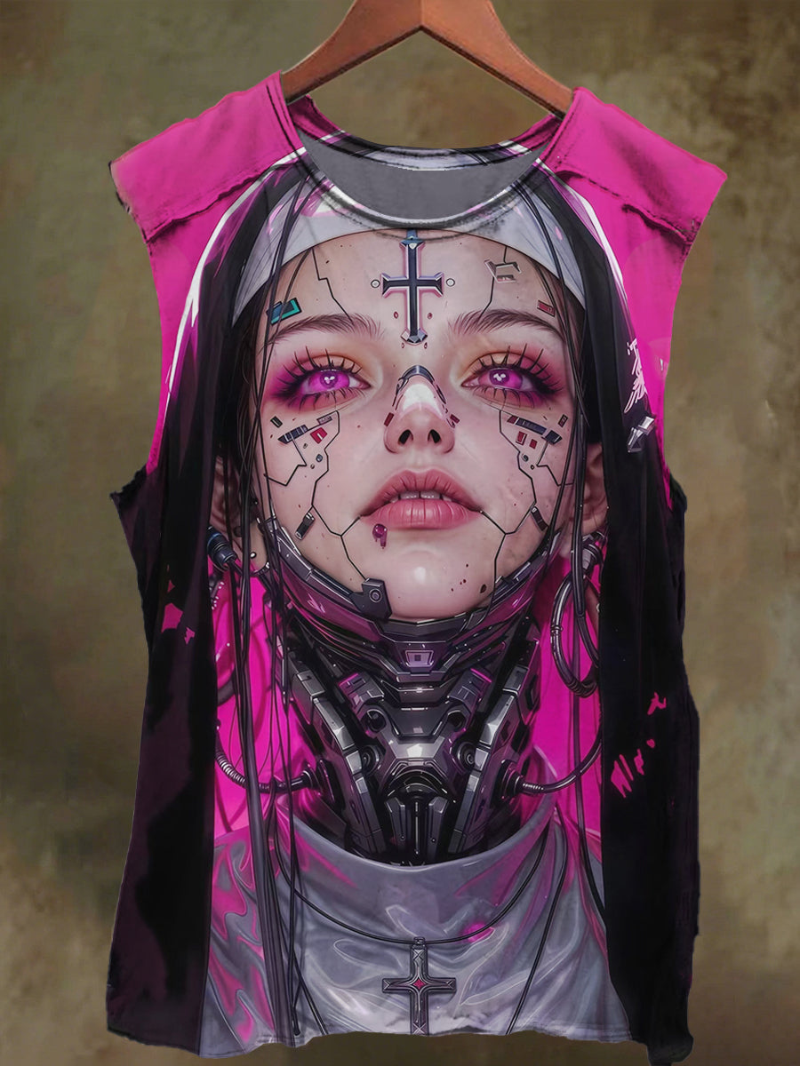 Unisex Mechanical Sisters Printed Casual Cotton Tank Top