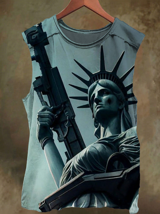 Unisex Guns and Free Gods Print Casual Cotton Tank Top