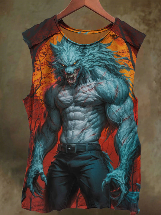 Unisex Wolf Orc Warrior Print Casual Cotton Tank Top