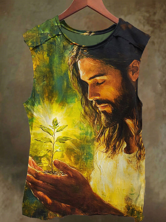 Unisex Seed Future and Jesus Print Casual Cotton Tank Top