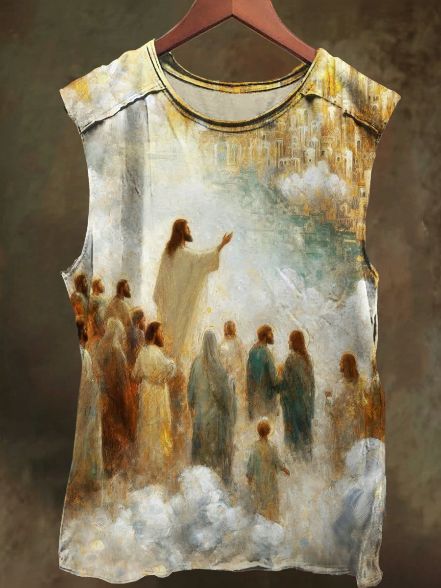 Unisex Heavenly Jesus Print Casual Cotton Tank Top