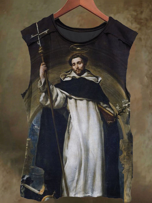 Unisex Monastery Print Casual Cotton Tank Top