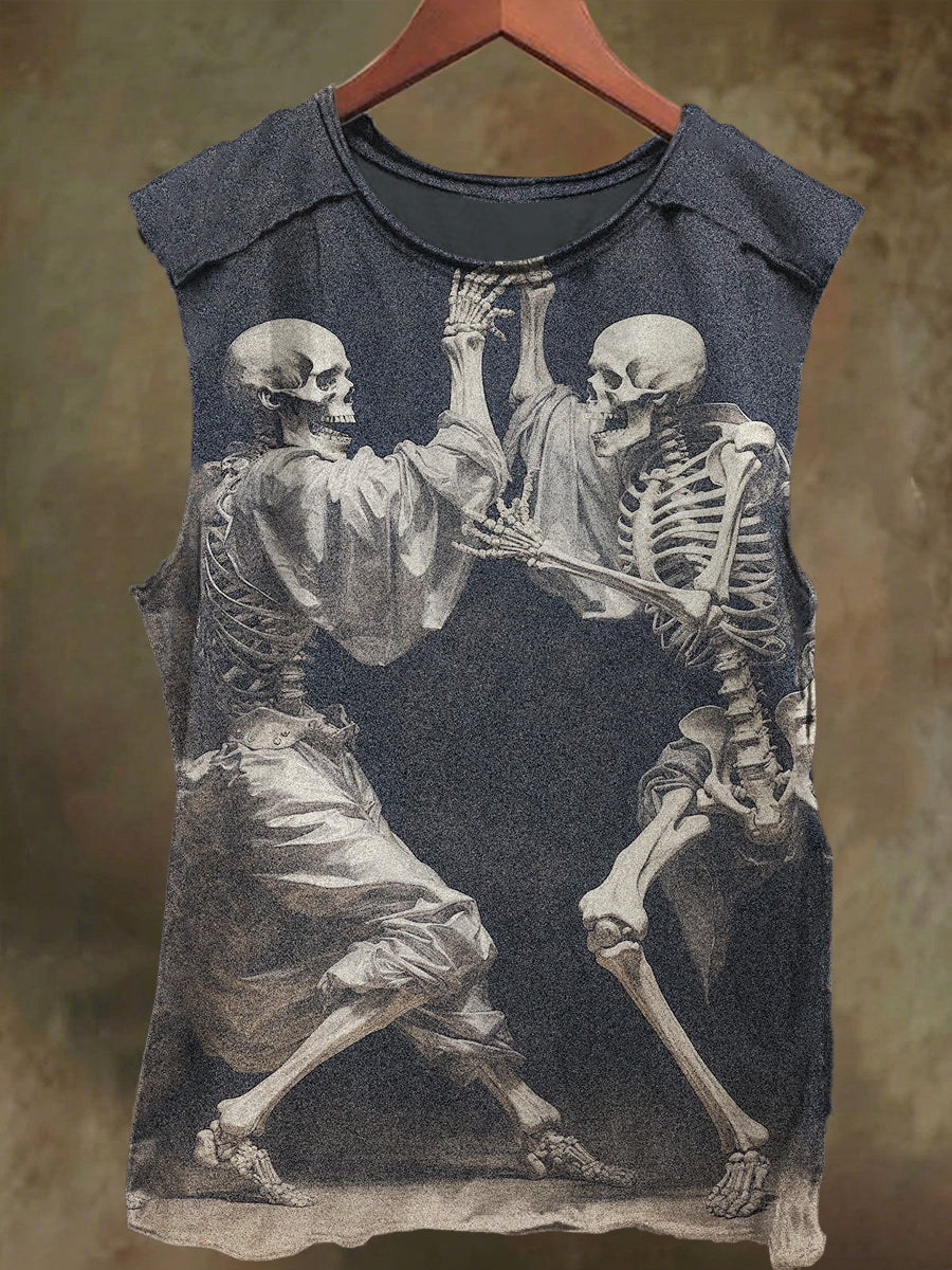 Unisex Skull Rodeo Print Casual Cotton Tank Top