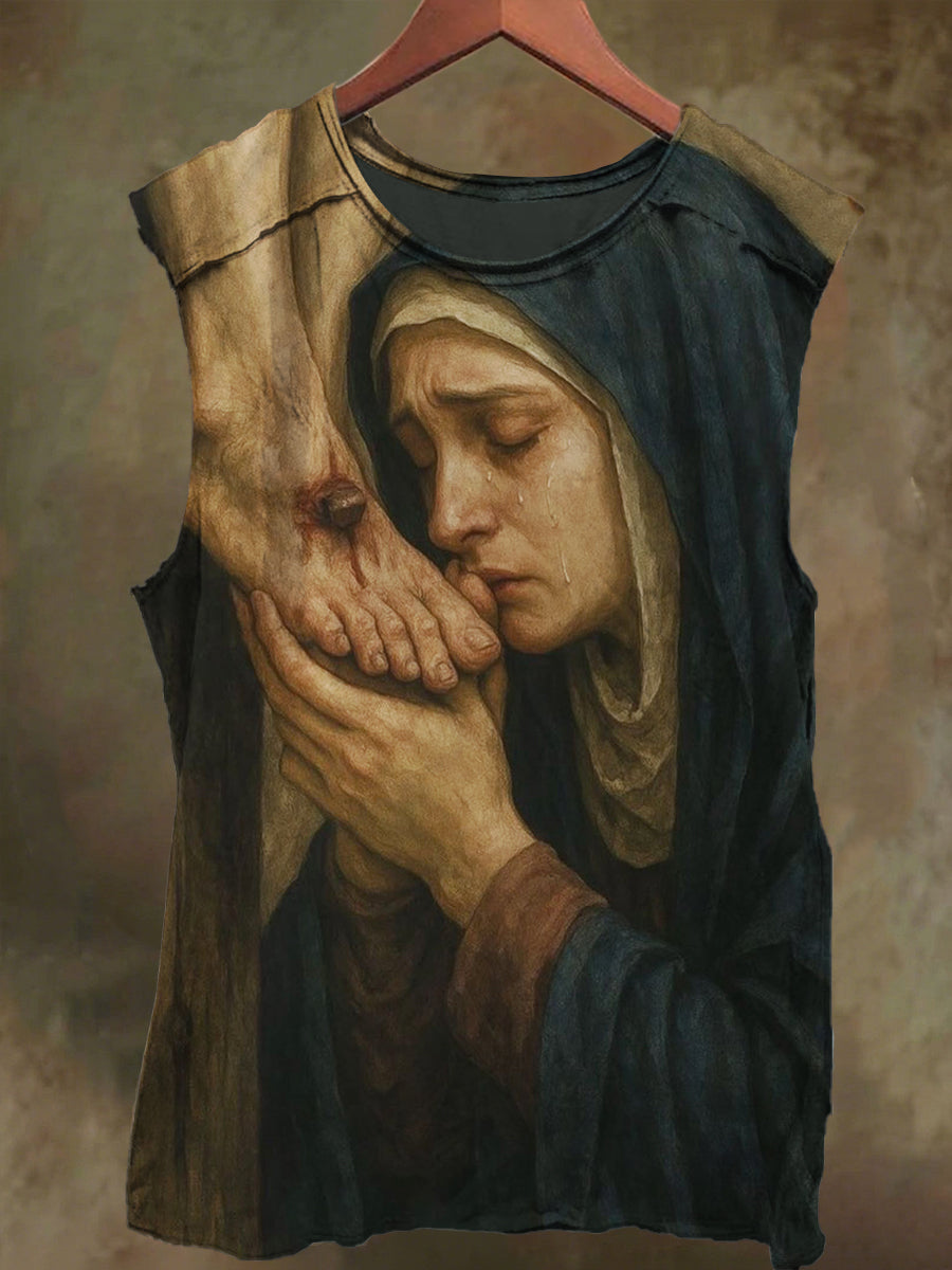 Unisex Nun Jesus Print Casual Cotton Tank Top