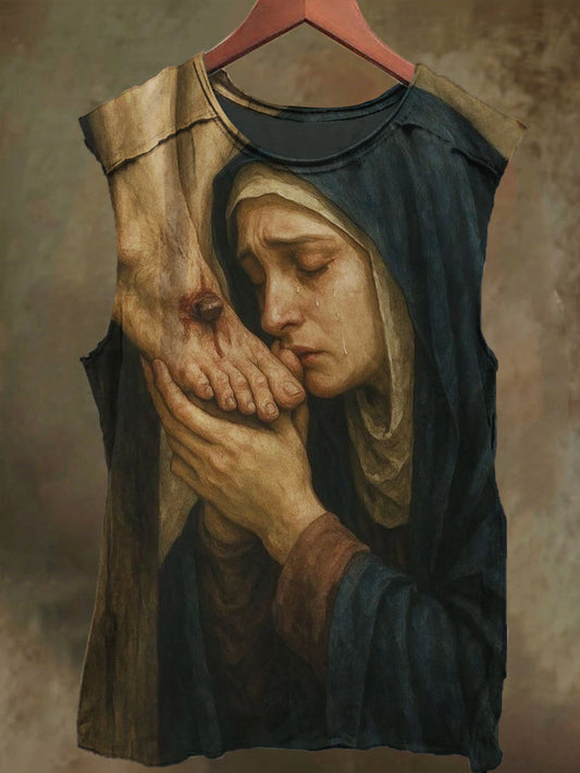 Unisex Nun Jesus Print Casual Cotton Tank Top