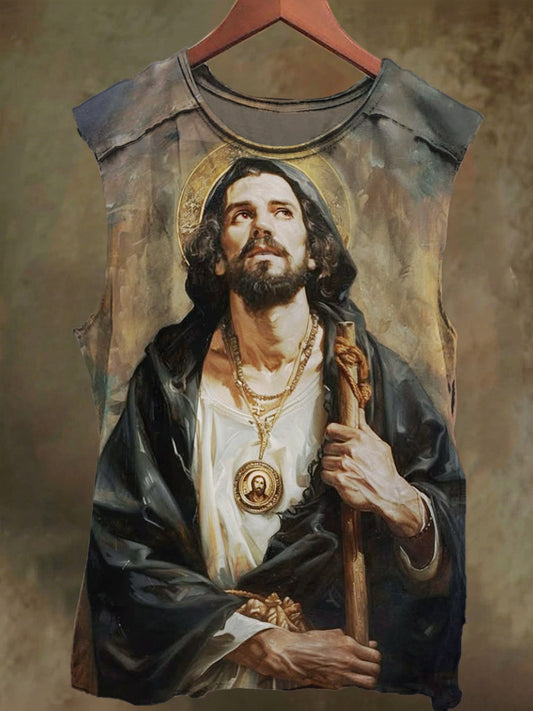 Unisex Jesus Disciple Senta Too Printed Casual Cotton Tank Top