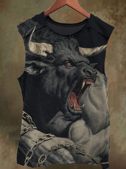 Unisex Muscle Cow Print Casual Cotton Tank Top