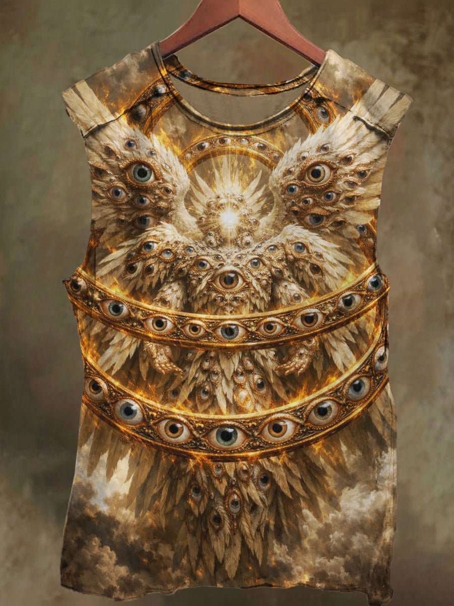 Unisex Angel Print Casual Cotton Tank Top
