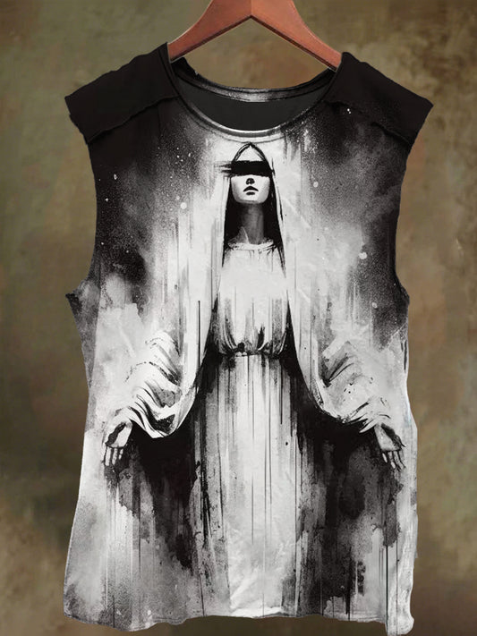 Unisex Sisters Ink Print Casual Cotton Tank Top