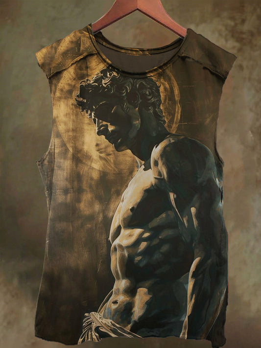 Unisex Fallen Angel Print Casual Cotton Tank Top