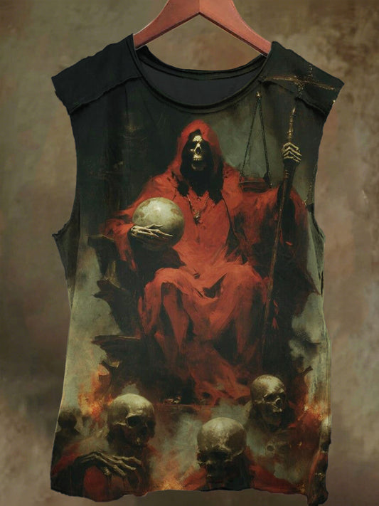 Unisex Skull King Print Casual Cotton Tank Top