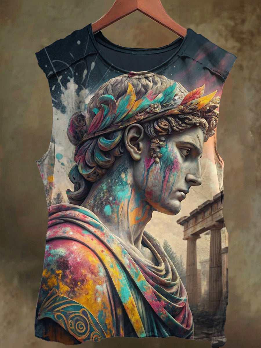 Unisex Stone Gods Graffiti Print Casual Cotton Tank Top