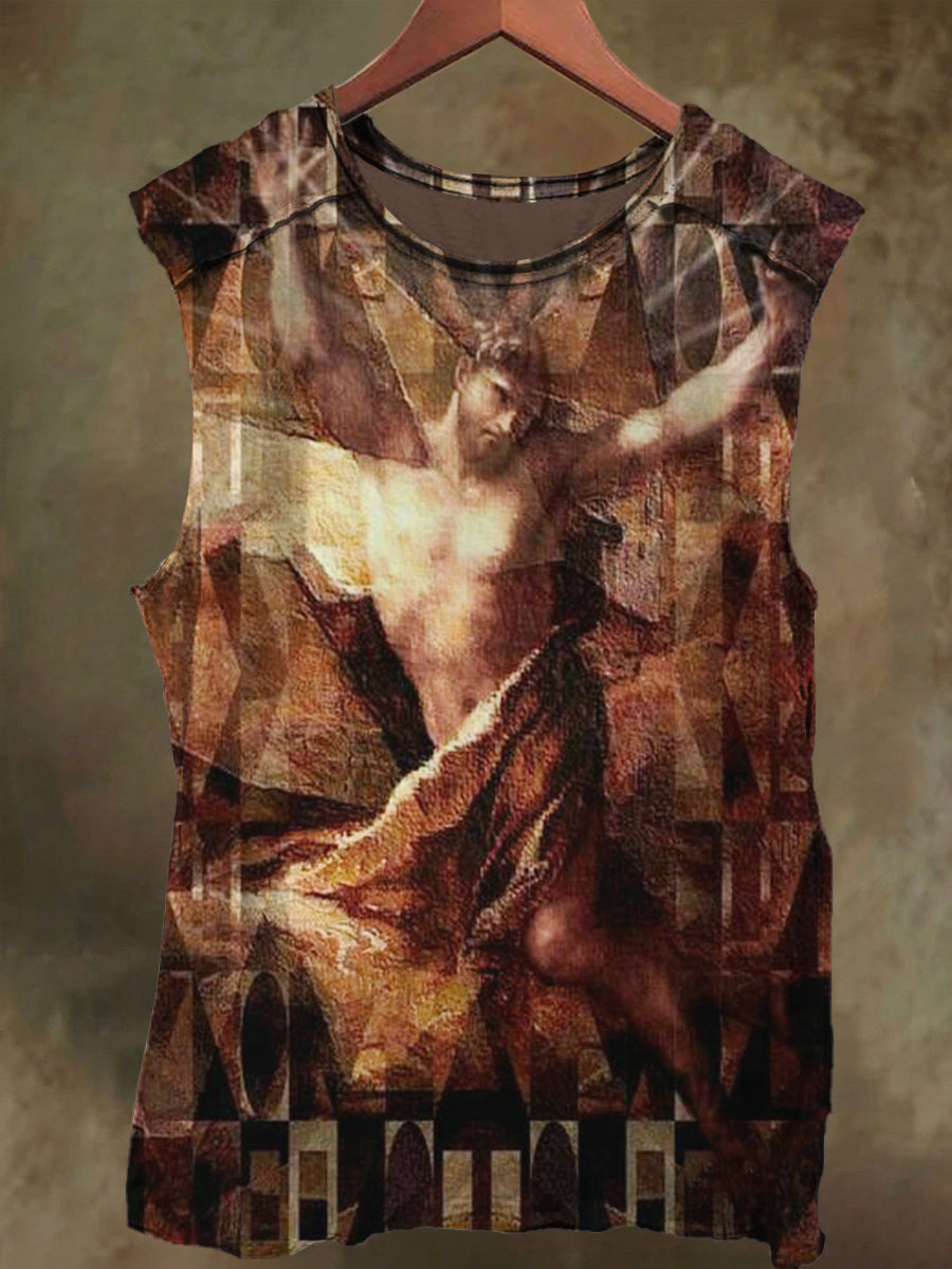 Unisex Jesus Print Casual Cotton Tank Top