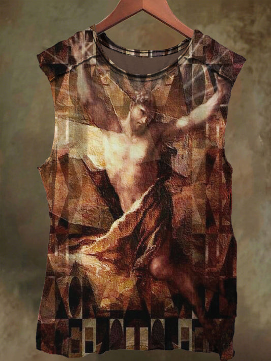 Unisex Jesus Print Casual Cotton Tank Top