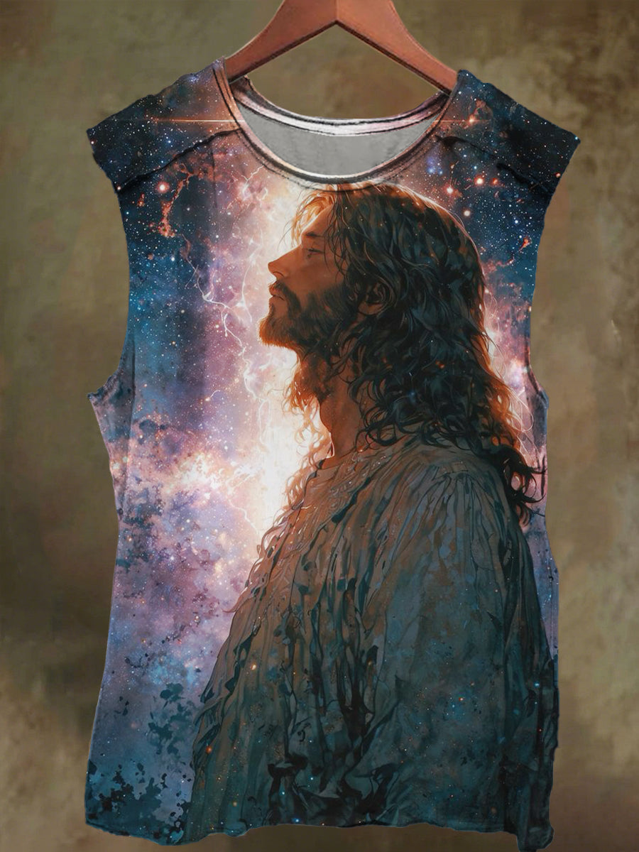Unisex Star Jesus Print Casual Cotton Tank Top