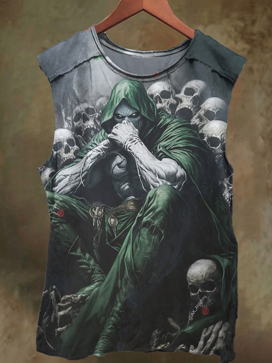 Unisex Skull Lord Print Casual Cotton Tank Top