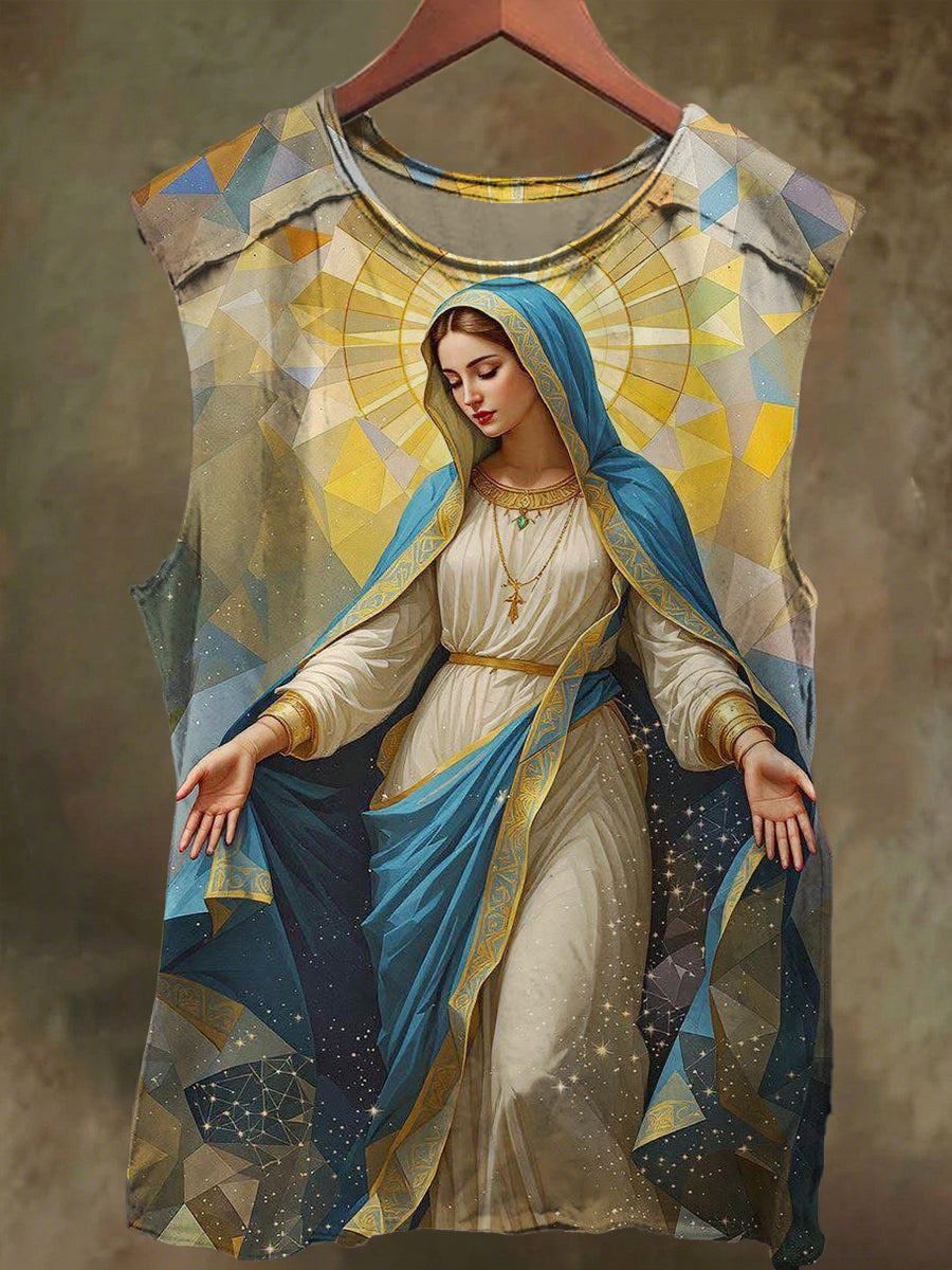 Unisex Virgin Mary Redemption Print Casual Cotton Tank Top