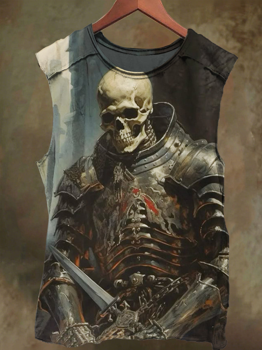 Unisex Skull Warrior Print Casual Cotton Tank Top