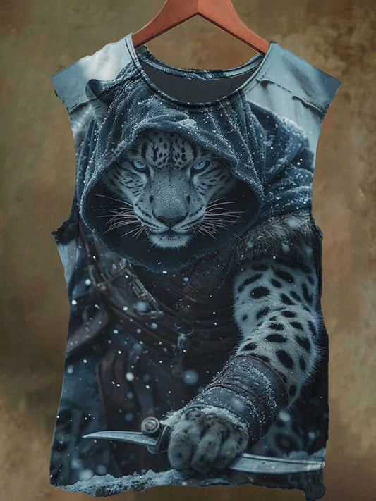 Unisex Leopard Warrior Print Casual Cotton Tank Top