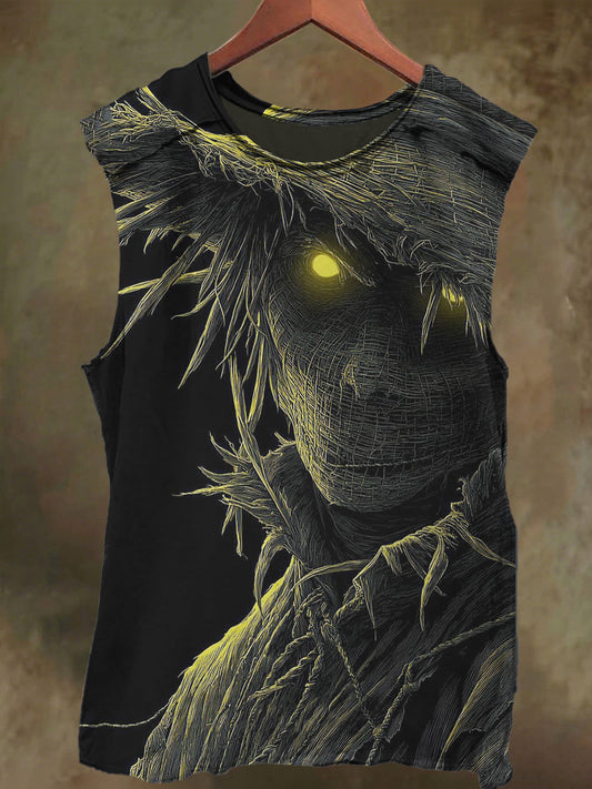 Unisex Dark Scarecrow Print Casual Cotton Tank Top