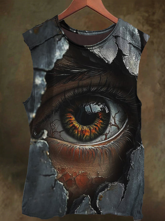 Unisex Dark Eyes in the Stones Print Casual Cotton Tank Top