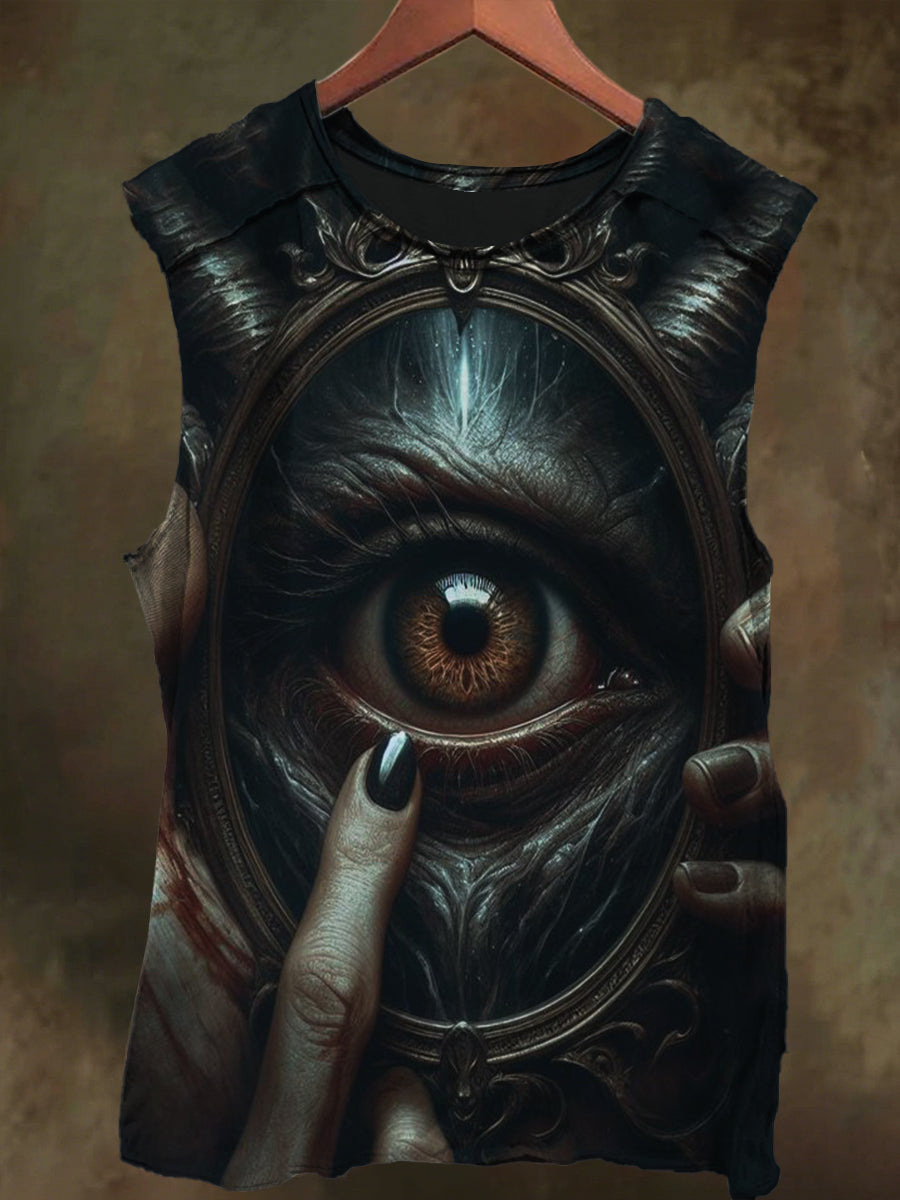 Unisex Devil's Eye Print Casual Cotton Tank Top