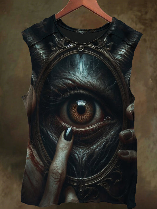 Unisex Devil's Eye Print Casual Cotton Tank Top