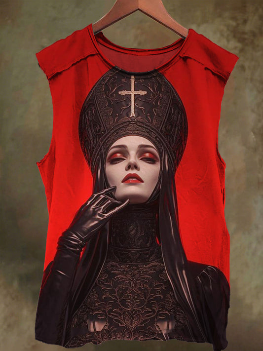 Unisex Sisters of the Cross King Printed Cotton Tank Top