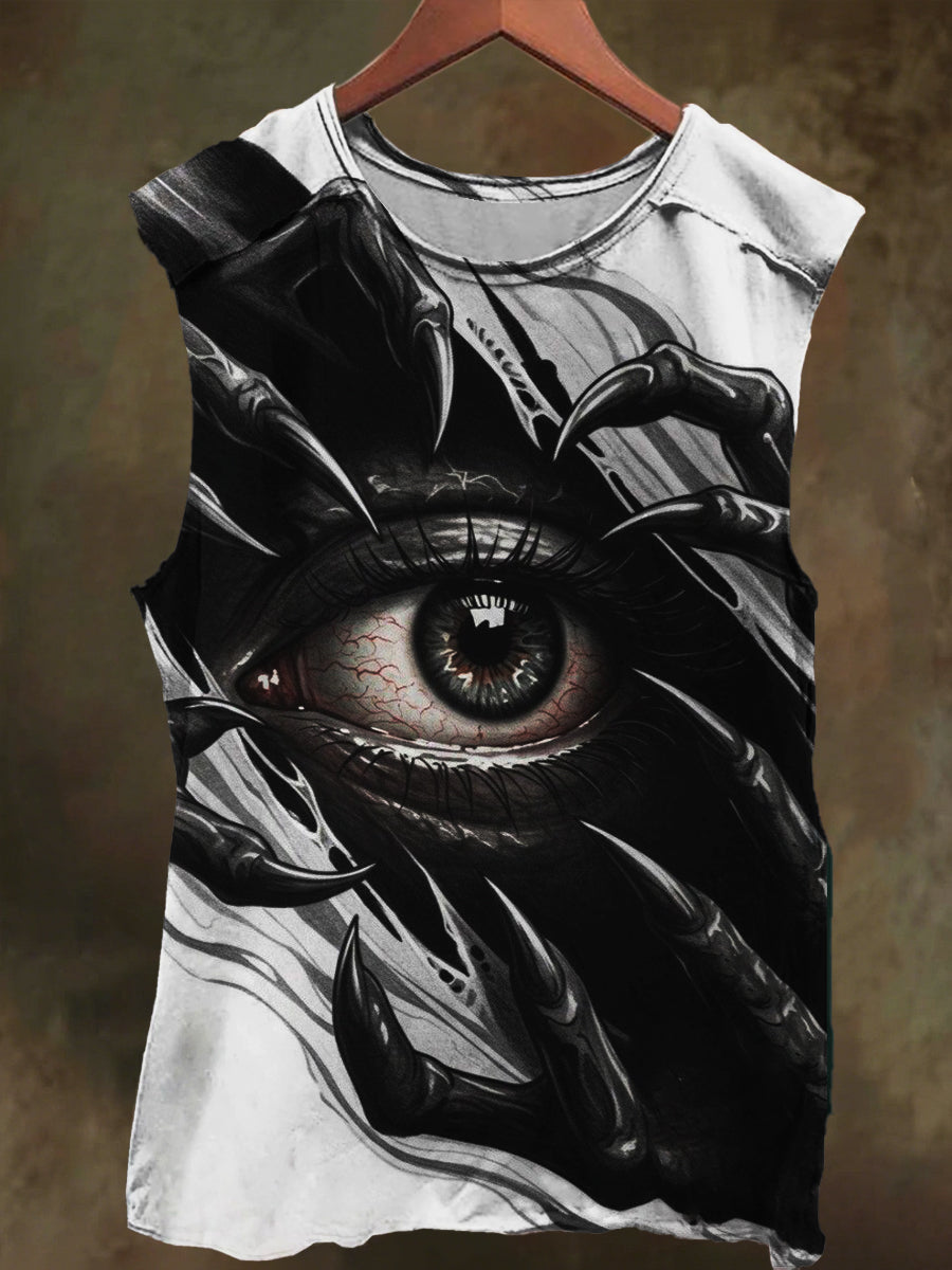 Unisex Gothic Eye Print Casual Cotton Tank Top