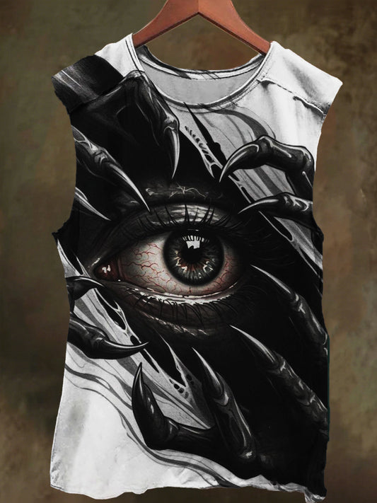 Unisex Gothic Eye Print Casual Cotton Tank Top