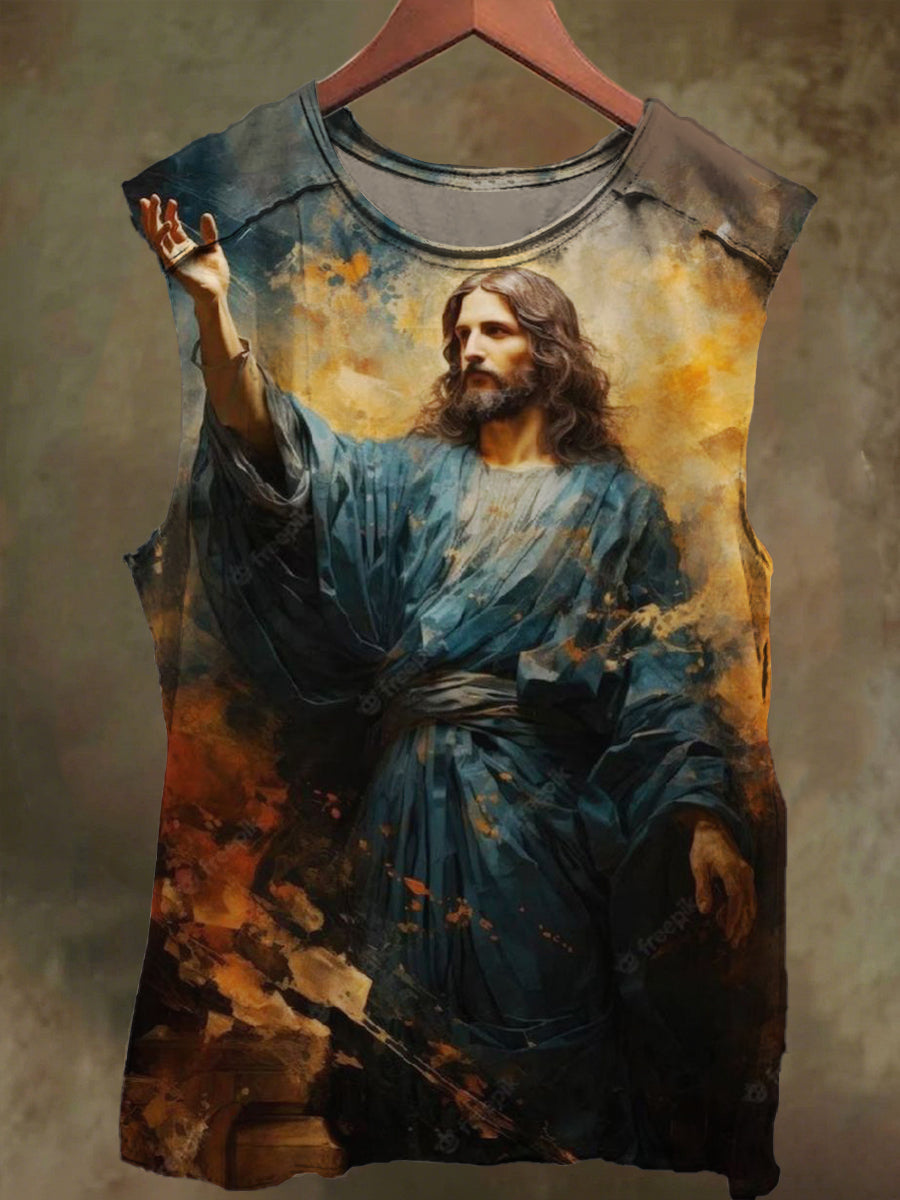 Unisex Faith Jesus Print Casual Cotton Tank Top