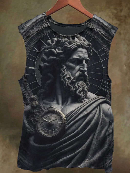 Unisex Zeus stone print casual cotton tank top