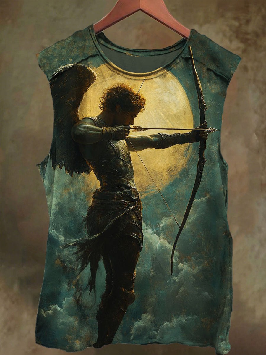 Unisex Under the Moon Angel's Arrow Print Casual Cotton Tank Top