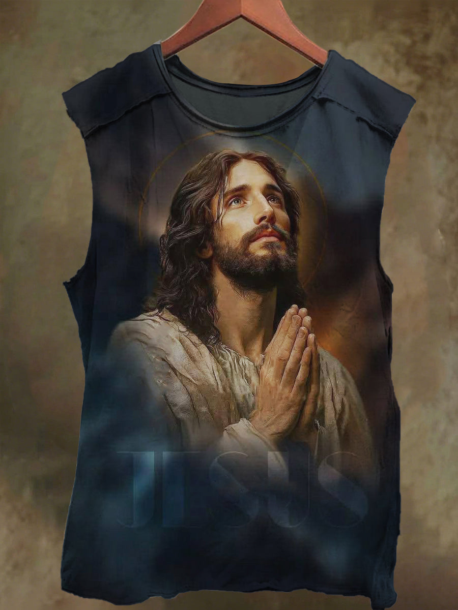 Unisex God Jesus Print Casual Cotton Tank Top