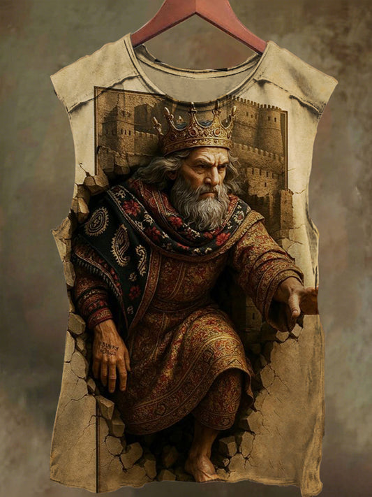 Unisex King in the Rocks Print Casual Cotton Tank Top