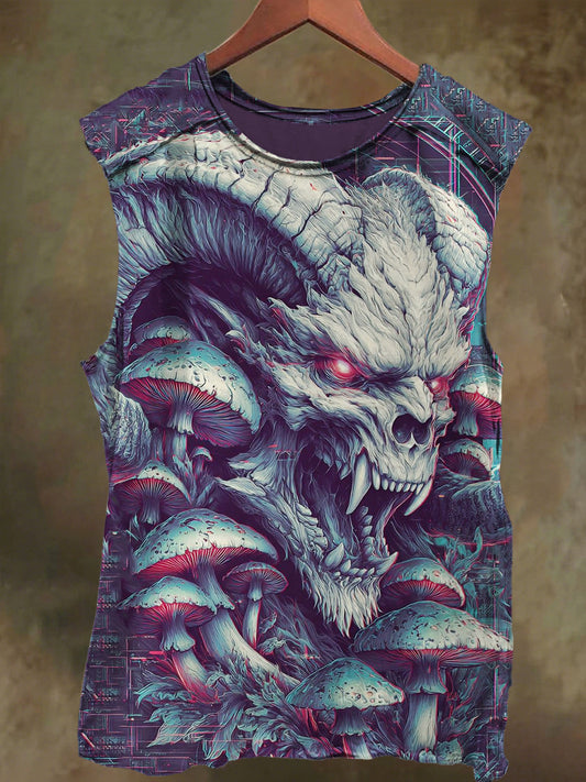 Unisex Sci-Fi Demon Sheep Print Casual Cotton Tank Top
