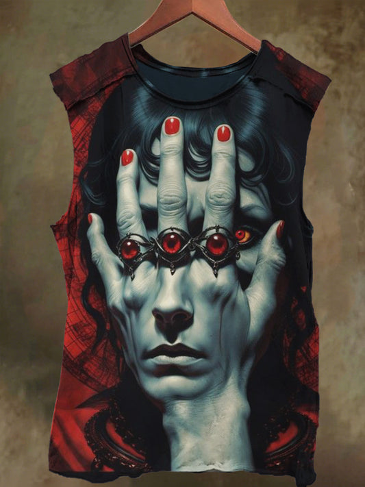 Unisex Gothic Devil's Hand Print Casual Cotton Tank Top