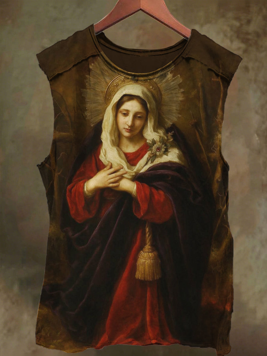 Unisex Oil Painting Virgin Print Casual Cotton Tank Top