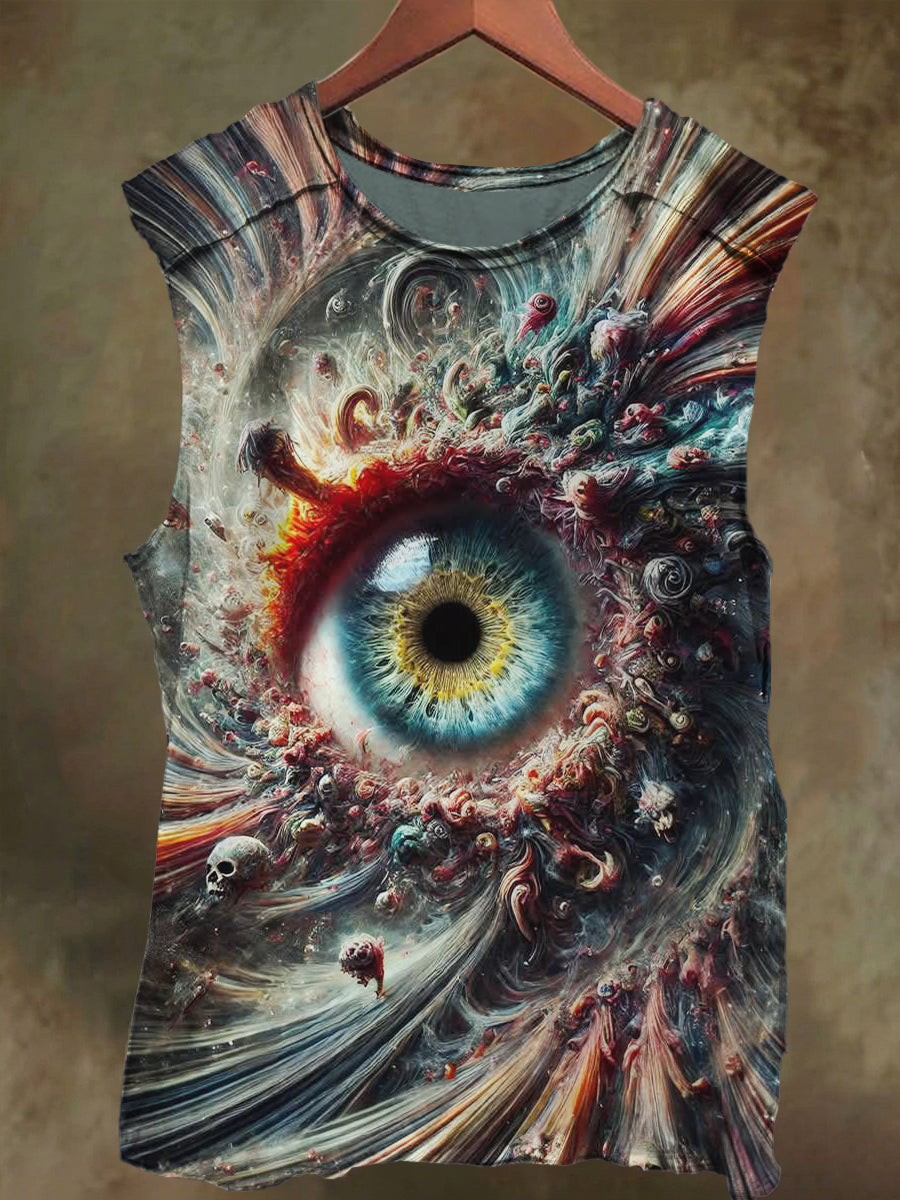 Unisex Devil's Eye Print Casual Cotton Tank Top