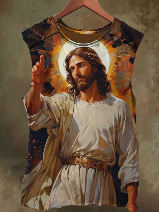 Unisex Jesus God Faith Print Casual Cotton Tank Top